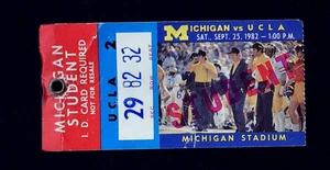 Michigan UCLA NCAA Football Ticket Stub Student The Big House Stadium 9/25/1982 - Picture 1 of 2
