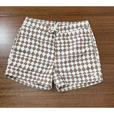 Bañador Dandy Del Mar Talla 28 Marrón Blanco Geométrico Diamante Board Shorts Foto 1 de 4