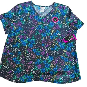 Womens Small Floral Scrub Top Scrubstar Colorful Flowers - Picture 1 of 6