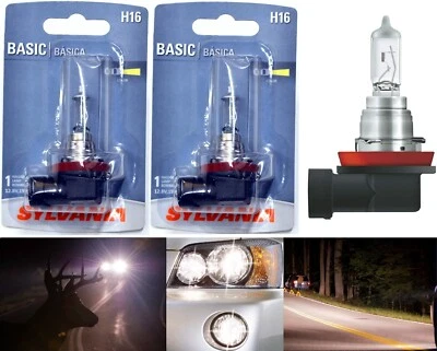 Sylvania Basic H16 64219 19W Two Bulbs Fog Light Replacement OE Stock Lamp Fit - Image 1 of 4