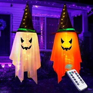 Halloween Outdoor Decorations - Large Halloween Hanging Ghost w/ Light Effects - Picture 1 of 5