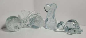  Estatuilla de colección transparente arte burbuja vidrio peso papel conejito perro ballena tortuga - Imagen 1 de 18