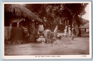 Sierra Leone Postcard The Out-Door Kitchen Residents in Photo c1920s RPPC Photo - Picture 1 of 2