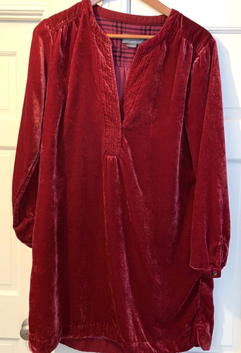 Abito tunica Anthropologie Melody velluto rosa lampone piccolo mini data San Valentino