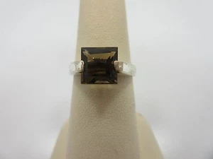 Sterling silver brown princess mocha wedding band 925 engagement RING size 8 - Imagen 1 de 7