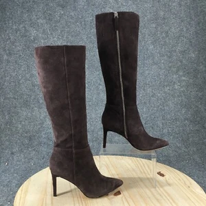 Nine West Boots Womens 5.5 M Evyn Tall Side Zip Fashion Boot Brown Suede Heels - Picture 1 of 18