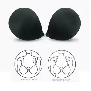 Nubra reggiseno adesivo sottofilo senza cuciture 34E 36E 38E (Nero, E) + cinghie NuWay $68 - Foto 1 di 10