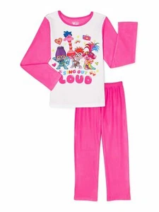Trolls Pajamas Girl's Long Sleeve Flannel PJ's Set 2-Piece Sizes 4/5 New - Picture 1 of 5
