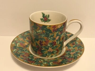 Department 56 - Heirloom - Holly Berry -Espresso Demitasse Cup & Saucer - 2 1/4" - Image 1 of 4
