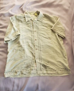 Cubavera Shirt Mens XXL Green Button Up Short Sleeve Guayabera Dress Casual - Picture 1 of 7
