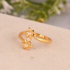 Flower Design 14K Gold Bypass Ring With Certified Diamond Engagement Rings Gift