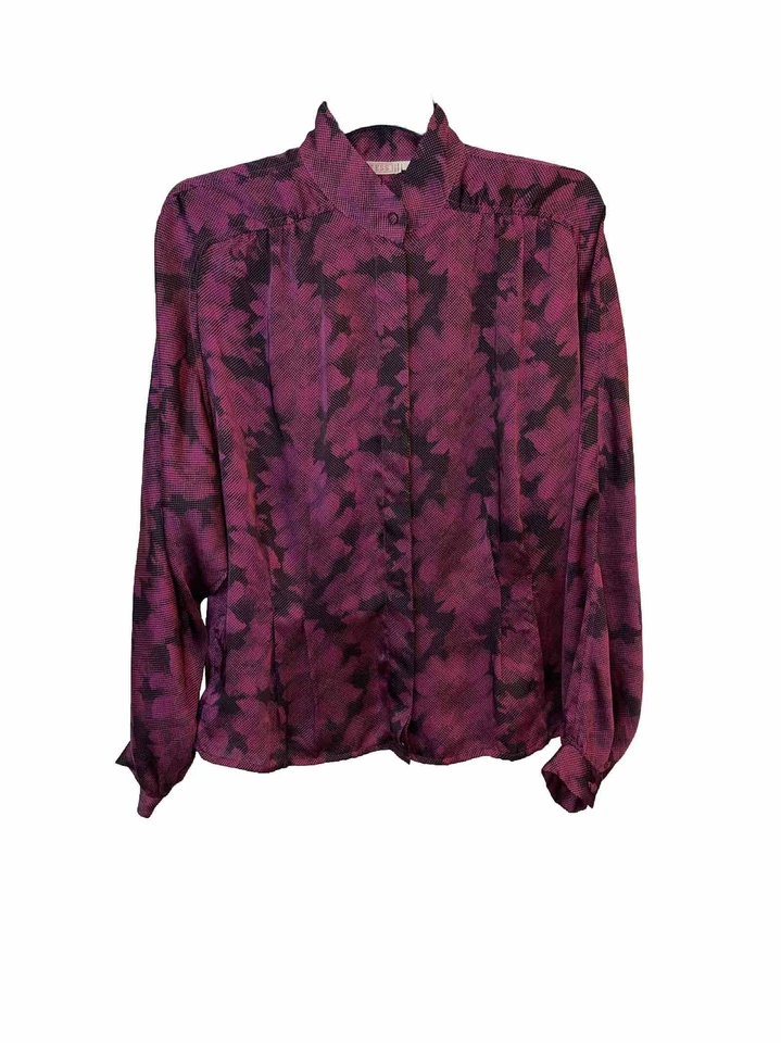Blusa vintage TESS Paris Milano negra y morada talla 12 para mujer manga larga” Foto 1 de 4