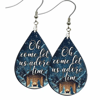 Adorémoslo Belén Religioso Navidad Pendientes Lágrima SIN DESLUSTRAR Foto 1 de 4