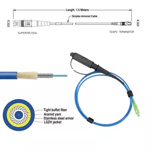 Armored 1.5M Fibre Optic Patchcord Lead SC / APC to OptiTap MPT & SMP NBN Tool - Picture 1 of 5