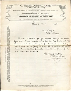 Lettre G. François-Bachard Briare. Midi Vinicole . cidre.vins ( Loiret ) .1914 - Foto 1 di 2
