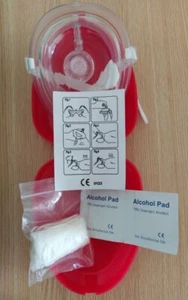 1 Pocket CPR mask in Hard Case - w/O2, 1 PAIR PVC GLOVES and 2 PCS ALCOHOL PADS - Picture 1 of 4