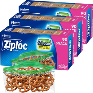 Ziploc Snack Bags with Easyguide Texture Small Plastic Storage Bags with Grip - Picture 1 of 4