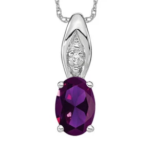 14K Solid White Gold Amethyst Diamond Necklace - Picture 1 of 12