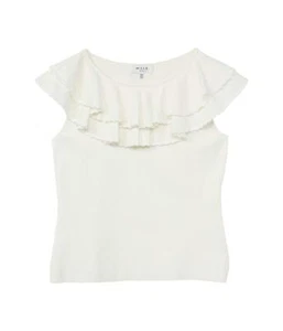 MILLY 297985 Girl's Scallop Flounce Top (Big Kids) White 7-8 Big Kids - Picture 1 of 2