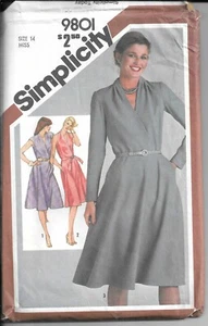 SIMPLICITY 9801 Vintage Sewing Pattern Misses' Dress, Size 14, 1980 - Picture 1 of 2
