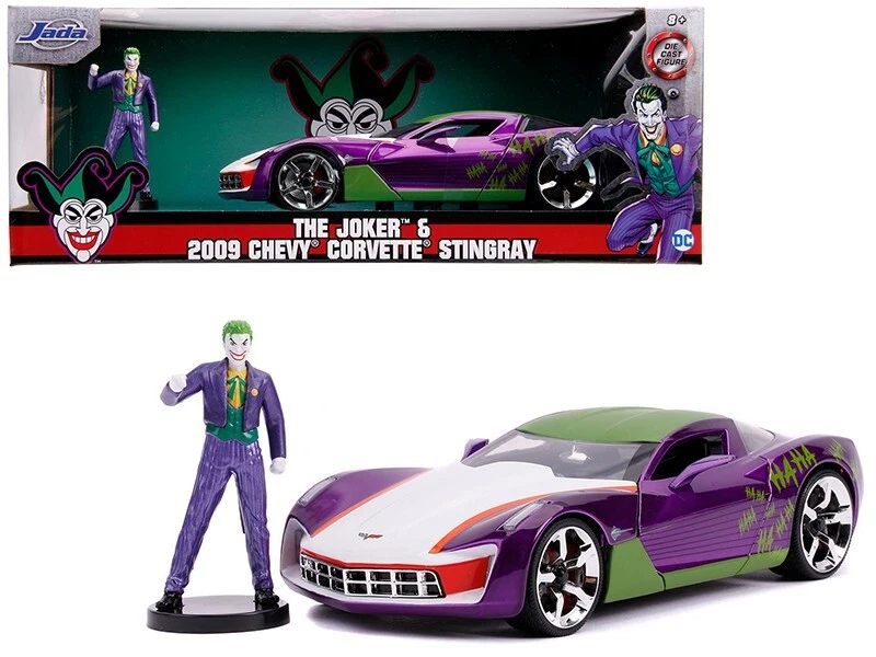 2009 Chevrolet Corvette Stingray with Joker Figurine 1/24 Diecast Car by Jada - Image 1 of 1