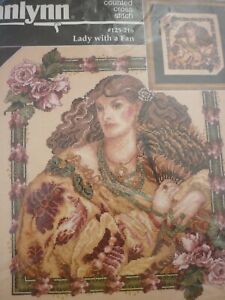 NEW JANLYNN LADY WITH A FAN COUNTED CROSS STITCH KIT