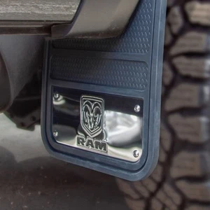 Pair of Ram Stainless Truck Logo Heavy Duty Mud Flap Splash Guards 12"x 23" - Picture 1 of 5