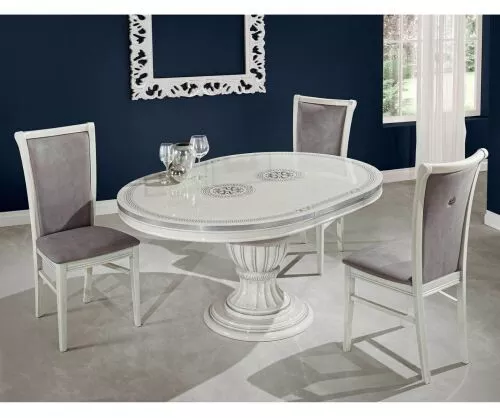 New Aurora  italian H2O Design Oval Ext-Dining Set + 4Chairs H2O Design w-silver - Image 1 of 2
