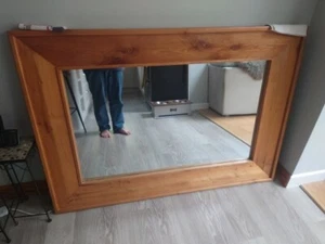 Solid Oak Large Wall Mirror - Hanging Living Room Dining Room Furniture - AD52 - Picture 1 of 3