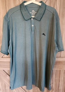 Tommy Bahama Men’s Heather Teal Supima Cotton Blend Short Sleeve Polo Shirt 2XL - Picture 1 of 4