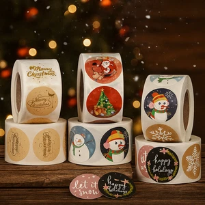 🎄 500 Christmas Holiday Stickers Roll  1" Festive Labels for small business 🎁 - Picture 1 of 48