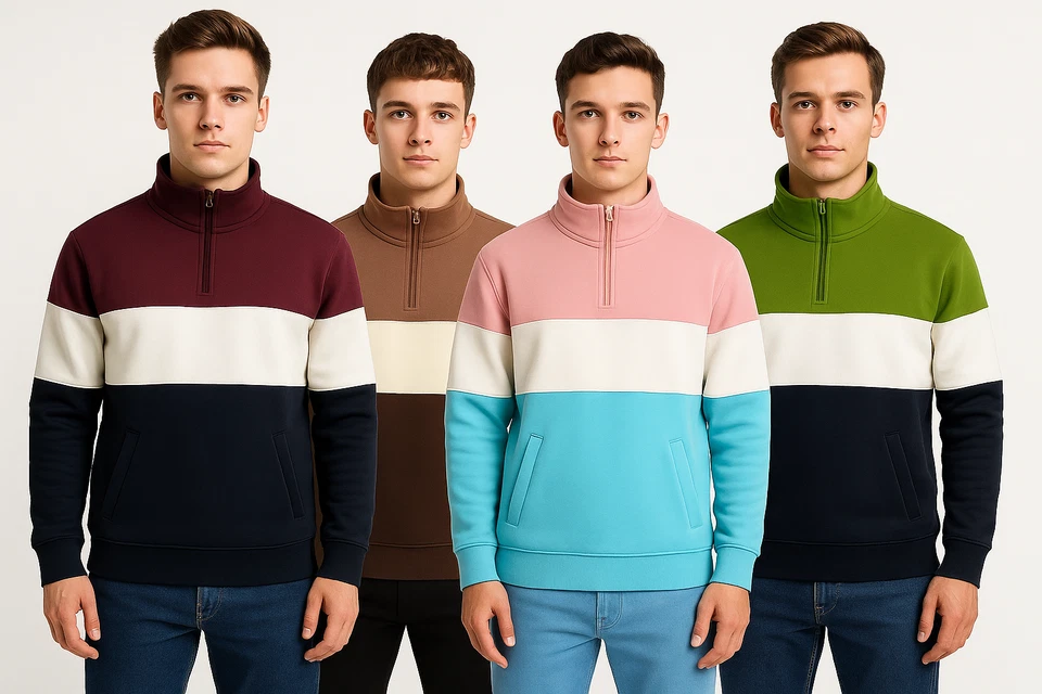 Herren Quarter Zip Pullover Fleecepullover Sweatshirts mit Taschen | S-3XL 2417 - Bild 1 von 2