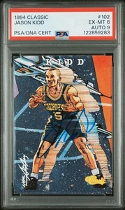 JASON KIDD ROOKIE PSA 6 EX-MT 9 AUTO 1994 ILLUSTRAZIONE CLASSICA ANIMAZIONE #102 RC - Foto 1 di 2