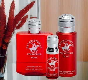 🔥 BLAZE BEVERLY HILLS POLO CLUB 3 Pc, Set Shave, Deodorant, Cologne Spray NEW - Picture 1 of 5