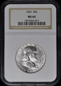 1962 Franklin Half Dollar 50C NGC MS64 - Picture 1 of 2