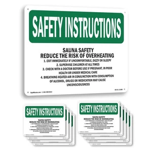 Sauna Safety Reduce The Risk Of Overheating OSHA Safety Instructions 5/10 Pack - Picture 1 of 43