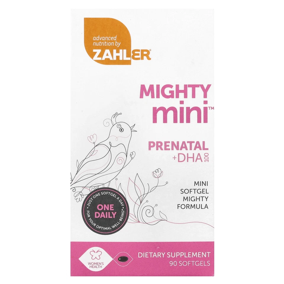 Zahler Mighty Mini Prenatal DHA 100 mg 90 cápsulas blandas sin gluten, Foto 1 de 3