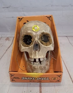 Gemmy Halloween animierter Schlangenauge Schädel für Süßigkeitenschale Bewegung aktiv Vintage! - Bild 1 von 5