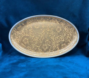 Plato ovalado vintage Minton dorado patrón floral hueso vibrante porcelana 8 1/2" - Imagen 1 de 5