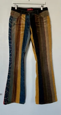 Vintage Y2K Miss Sixty Boho patchwork corduroy and denim flare jeans Size 29 - Image 1 of 4