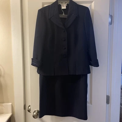 Conjunto de traje largo falda 2 piezas para mujer Plaza South formal azul marino talla 10 Foto 1 de 4