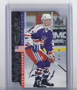 1995-96 UPPER DECK BE A PLAYER TODD MARCHANT AUTO BAP UD SIGNATURE DIE CUT S190 - Imagen 1 de 1