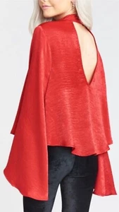 Top Show Me Your Mumu Rojo Olsen Manga Campana Recortado Talla Pequeña Espalda Abierta Kimono - Imagen 1 de 9