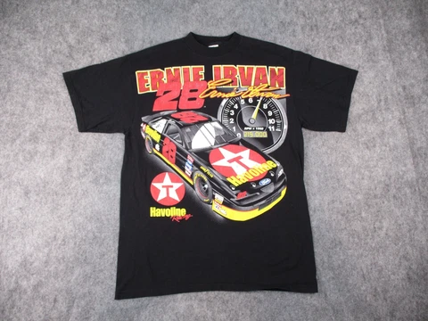 Vintage NASCAR Shirt Mens Large Black Ernie Irvan Havoline Racing #28 Adult 90s Cover