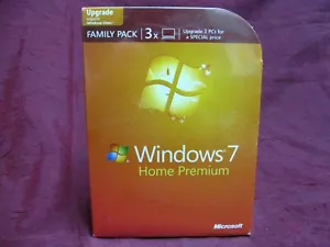 Microsoft Windows 7 Home Premium Upgrade Family Pack 3 PC 32 & 64 Bit DVD sealed - Picture 1 of 3
