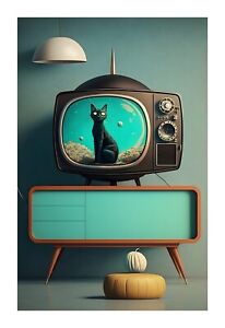 1950s Cat TV - A Mid Century Modern Atomic Age TV with a Cat TVC11