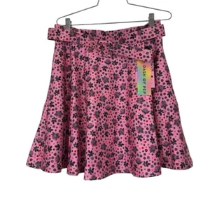 Dash Of Pep Belted Brain Rose Skirt Pink L - Picture 1 of 8