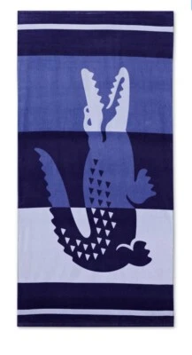 "Auténtica toalla de playa Lacoste 100 % algodón grande azul cálido logotipo icónico nueva 36x72""" Foto 1 de 4