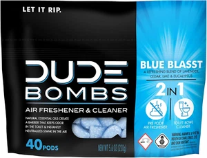 DUDE Bombs - Toilet Stank Eliminator 40 Pods - Fresh Scent Toilet Bowl Freshener - Picture 1 of 11