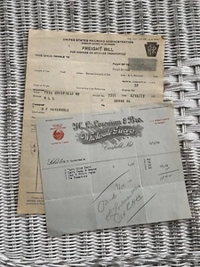 1920 Crisfield MD Grocer HL Loreman Rcpt & PRR Waybill to Store Cobbs Sta ESVA - Picture 1 of 4